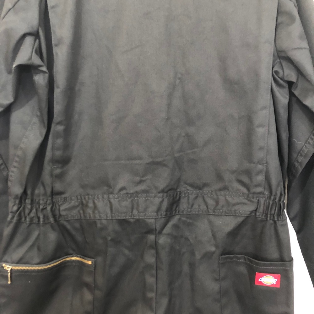 Dickies Black Coverall Jumpsuit Workwear Gold Zipper Front Black L-Tall - Picture 15 of 16
